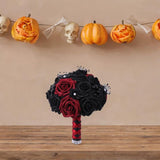 Maxbell Artificial Rose Flowers Goth Flower Bouquet for Garden DIY Craft Theme Party Dark red