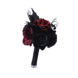 Maxbell Artificial Rose Flowers Goth Flower Bouquet for Garden DIY Craft Theme Party red