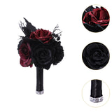 Maxbell Artificial Rose Flowers Goth Flower Bouquet for Garden DIY Craft Theme Party red