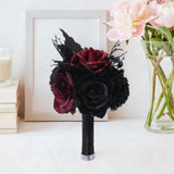Maxbell Artificial Rose Flowers Goth Flower Bouquet for Garden DIY Craft Theme Party red