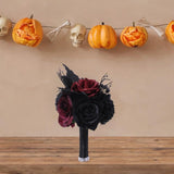 Maxbell Artificial Rose Flowers Goth Flower Bouquet for Garden DIY Craft Theme Party red
