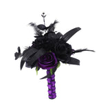Maxbell Artificial Rose Flowers Goth Flower Bouquet for Garden DIY Craft Theme Party black rose