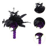 Maxbell Artificial Rose Flowers Goth Flower Bouquet for Garden DIY Craft Theme Party black rose