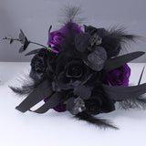 Maxbell Artificial Rose Flowers Goth Flower Bouquet for Garden DIY Craft Theme Party black rose