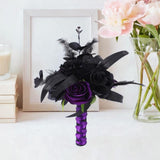 Maxbell Artificial Rose Flowers Goth Flower Bouquet for Garden DIY Craft Theme Party black rose