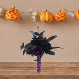 Maxbell Artificial Rose Flowers Goth Flower Bouquet for Garden DIY Craft Theme Party black rose