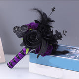 Maxbell Artificial Rose Flowers Goth Flower Bouquet for Garden DIY Craft Theme Party black rose