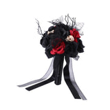 Maxbell Artificial Skull Flowers Skeleton Black Leaves for Easter Centerpiece Garden