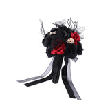 Maxbell Artificial Skull Flowers Skeleton Black Leaves for Easter Centerpiece Garden