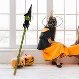 Maxbell Halloween Staff Prop Themed Party Decoration Multipurpose Light up Cane Prop Green faced witch
