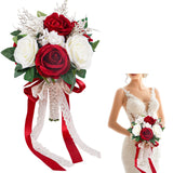Maxbell Bridal Bouquet Ornament Artificial Rose Flowers for Outdoor Ceremony Wedding