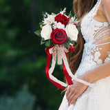 Maxbell Bridal Bouquet Ornament Artificial Rose Flowers for Outdoor Ceremony Wedding
