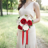 Maxbell Bridal Bouquet Ornament Artificial Rose Flowers for Outdoor Ceremony Wedding