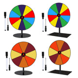 Maxbell Colored Rotating Prize Wheel with Base Stand Erasable Acrylic Roulette Wheel 10 Girds Square Base
