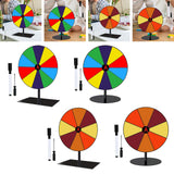 Maxbell Colored Rotating Prize Wheel with Base Stand Erasable Acrylic Roulette Wheel 10 Girds Square Base
