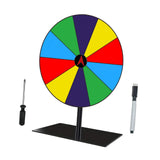 Maxbell Colored Rotating Prize Wheel with Base Stand Erasable Acrylic Roulette Wheel 10 Girds Square Base