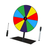 Maxbell Colored Rotating Prize Wheel with Base Stand Erasable Acrylic Roulette Wheel 10 Girds Square Base