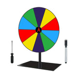Maxbell Colored Rotating Prize Wheel with Base Stand Erasable Acrylic Roulette Wheel 10 Girds Square Base