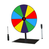 Maxbell Colored Rotating Prize Wheel with Base Stand Erasable Acrylic Roulette Wheel 10 Girds Square Base