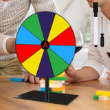 Maxbell Colored Rotating Prize Wheel with Base Stand Erasable Acrylic Roulette Wheel 10 Girds Square Base