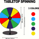 Maxbell Colored Rotating Prize Wheel with Base Stand Erasable Acrylic Roulette Wheel 10 Girds Round Base
