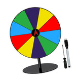Maxbell Colored Rotating Prize Wheel with Base Stand Erasable Acrylic Roulette Wheel 10 Girds Round Base