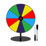 Maxbell Colored Rotating Prize Wheel with Base Stand Erasable Acrylic Roulette Wheel 10 Girds Round Base