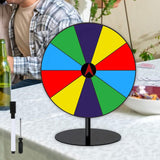 Maxbell Colored Rotating Prize Wheel with Base Stand Erasable Acrylic Roulette Wheel 10 Girds Round Base
