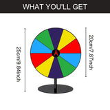 Maxbell Colored Rotating Prize Wheel with Base Stand Erasable Acrylic Roulette Wheel 10 Girds Round Base