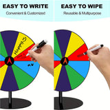 Maxbell Colored Rotating Prize Wheel with Base Stand Erasable Acrylic Roulette Wheel 10 Girds Round Base