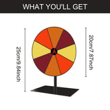 Maxbell Colored Rotating Prize Wheel with Base Stand Erasable Acrylic Roulette Wheel 8 Girds Square Base