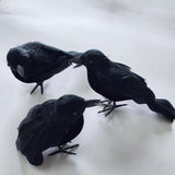 Maxbell 3 Pieces Halloween Crows Black Feathered Crows for Yard Theme Party Beanches
