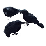 Maxbell 3 Pieces Halloween Crows Black Feathered Crows for Yard Theme Party Beanches