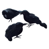 Maxbell 3 Pieces Halloween Crows Black Feathered Crows for Yard Theme Party Beanches