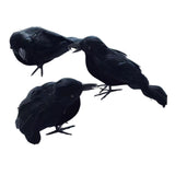 Maxbell 3 Pieces Halloween Crows Black Feathered Crows for Yard Theme Party Beanches