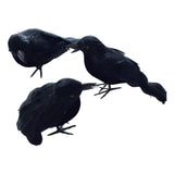 Maxbell 3 Pieces Halloween Crows Black Feathered Crows for Yard Theme Party Beanches