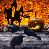 Maxbell 3 Pieces Halloween Crows Black Feathered Crows for Yard Theme Party Beanches