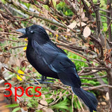Maxbell 3 Pieces Halloween Crows Black Feathered Crows for Yard Theme Party Beanches