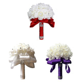 Maxbell Bride Holding Bouquet Romantic Wedding Bouquet for Party Outdoor Anniversary Red