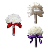 Maxbell Bride Holding Bouquet Romantic Wedding Bouquet for Party Outdoor Anniversary Red