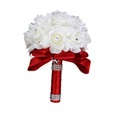 Maxbell Bride Holding Bouquet Romantic Wedding Bouquet for Party Outdoor Anniversary Red