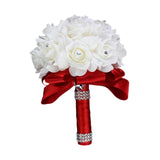 Maxbell Bride Holding Bouquet Romantic Wedding Bouquet for Party Outdoor Anniversary Red