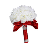 Maxbell Bride Holding Bouquet Romantic Wedding Bouquet for Party Outdoor Anniversary Red