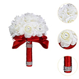 Maxbell Bride Holding Bouquet Romantic Wedding Bouquet for Party Outdoor Anniversary Red