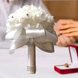 Maxbell Bride Holding Bouquet Romantic Wedding Bouquet for Party Outdoor Anniversary White