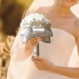 Maxbell Bride Holding Bouquet Romantic Wedding Bouquet for Party Outdoor Anniversary White