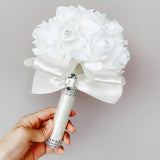 Maxbell Bride Holding Bouquet Romantic Wedding Bouquet for Party Outdoor Anniversary White