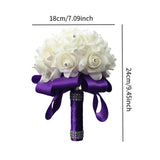 Maxbell Bride Holding Bouquet Romantic Wedding Bouquet for Party Outdoor Anniversary Purple