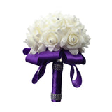 Maxbell Bride Holding Bouquet Romantic Wedding Bouquet for Party Outdoor Anniversary Purple