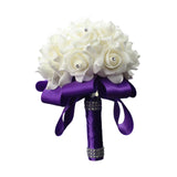 Maxbell Bride Holding Bouquet Romantic Wedding Bouquet for Party Outdoor Anniversary Purple